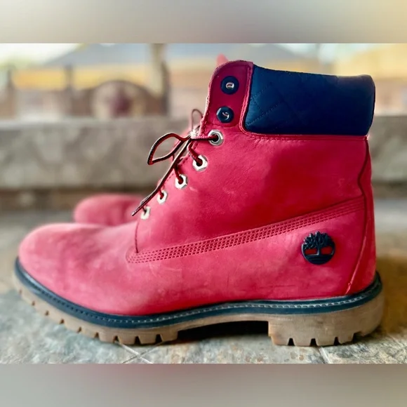MEN'S NBA CHICAGO BULLS X TIMBERLAND BOOTS SZ 12M Premium Boot Medium Red Nubuck - Picture 5 of 10